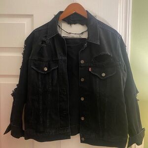 Black Distressed Levi’s Denim Jacket